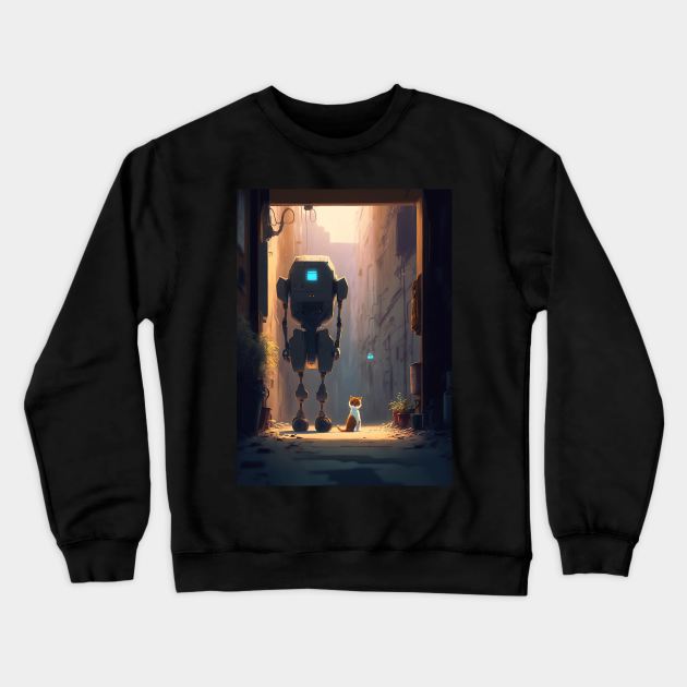 Cat x Bot Crewneck Sweatshirt by hollisart